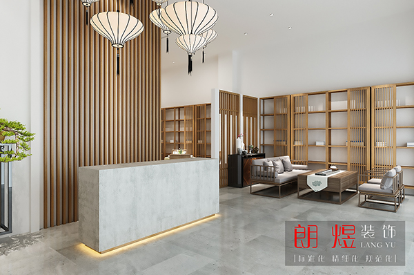 現(xiàn)代中式300平會所茶樓裝修效果圖